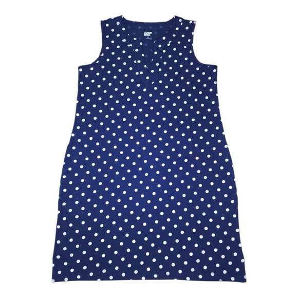 Lands End Womens Polka Dot Sleeveless Cotton Shift Dress Navy White Size M - Picture 9 of 9